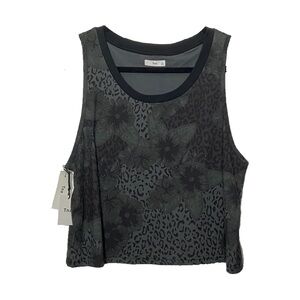 🆕 NWT Aritzia TNA 100% Cotton Gray Floral Animal Print Tank Top
